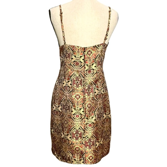Gianni Bini Dress L Gold Brocade Mini - Picture 6 of 9